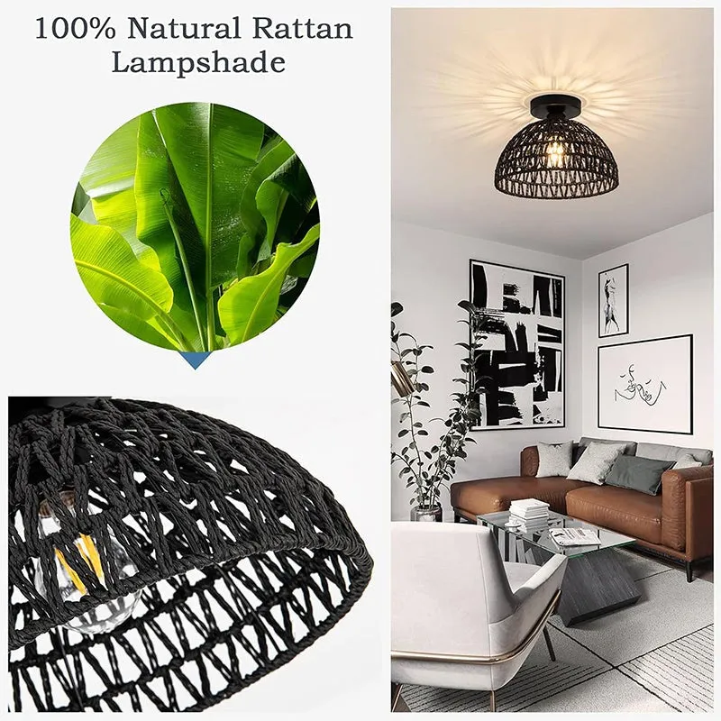 Latticework Cotton Ceiling Lamp - Black media 5