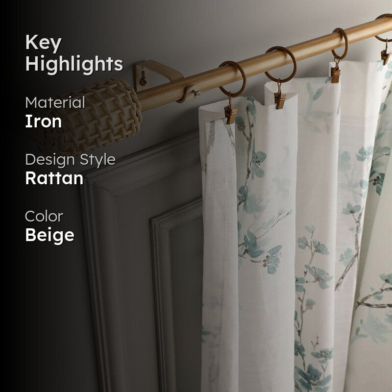 Weavoras Extendable 1" Single Curtain Rod With Round Finial & Brackets media 2