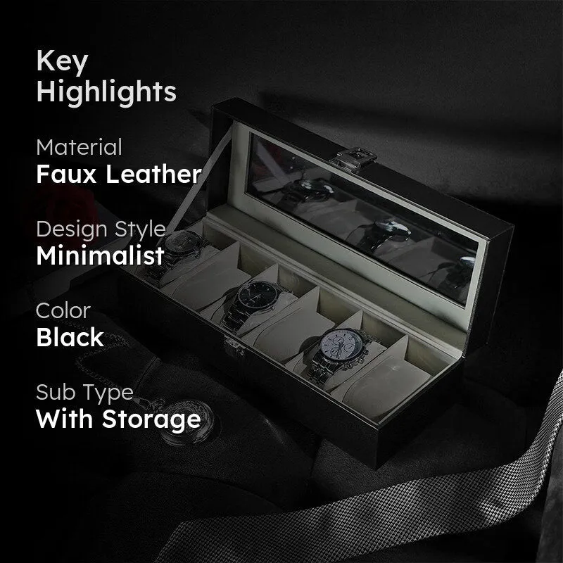 Chrono Safe Hexa Faux Leather Watch Storage Box media 2