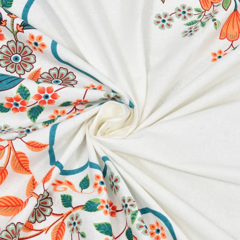 Royal Calm Cotton Bedsheet (Orange,Blue,White) - 120 TC media 4