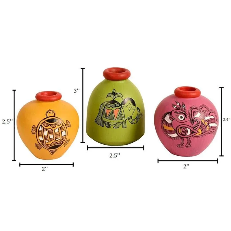 Priyank Wooden Wall Shelf With Pots - Set Of Five media 5