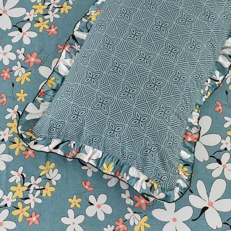 Lace & Letters Floral Microfiber Bedsheet (Beige) - 210 GSM media 5