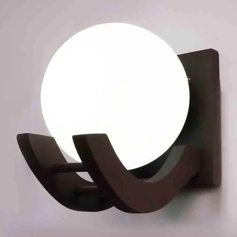 Moon Gooseneck Glass & Wooden Wall Lamp media 4