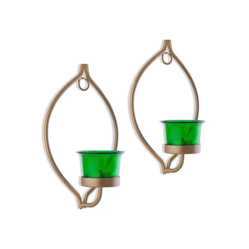 Leafy Sconce Candle Holder (Green) - Set Of Two media 4