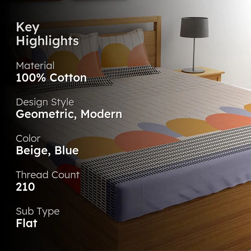 Bedsheet on bed with printed feature icons shown below