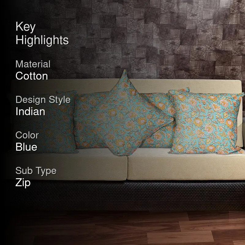 Jahnvi Printed Cushion Cover (Sea Green) - Set Of Five media 2