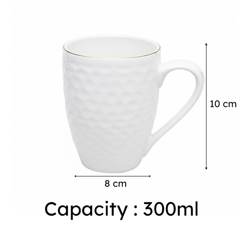 Elegant Textured Bone China Coffee Mug - White | Vaaree