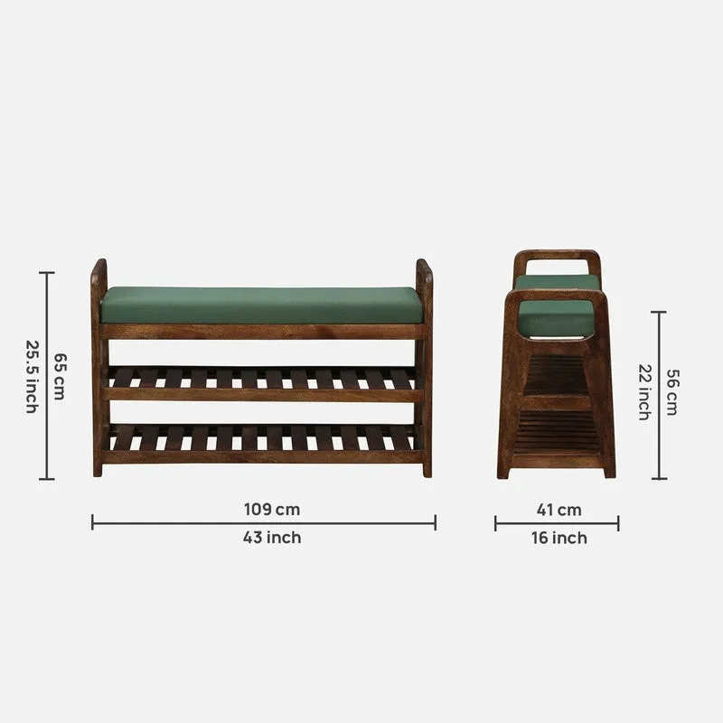 Sole Nest Mango Wood Shoe Rack - Green media 11