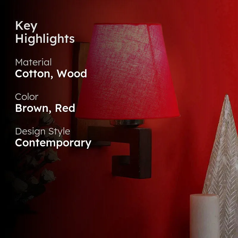 Rood Conical Wooden Wall Lamp media 2