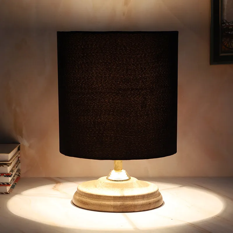 Bisara Pebble Solid Mango Wood Table Lamp - Black,Brown media 4
