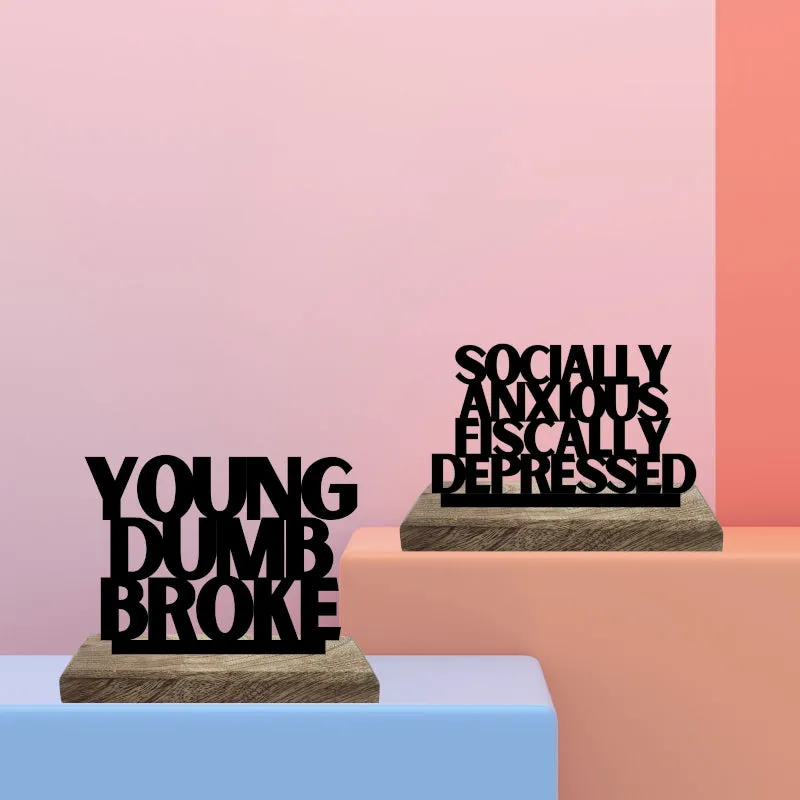 Youthful Dilemmas Typography Showpiece - Set Of Two media 1
