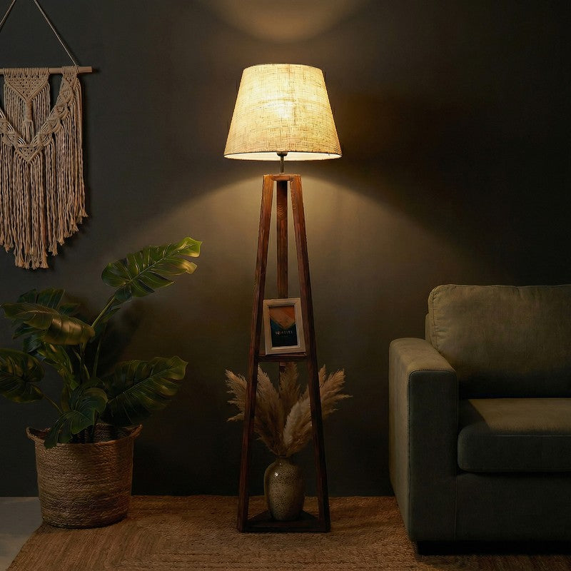 Kaisen Shelf Tripod Wooden Floor Lamp media 3