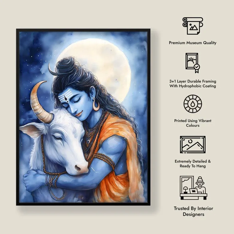 Kailasa Vihari Spiritual Archival Paper Wall Painting With Frame - Black media 8
