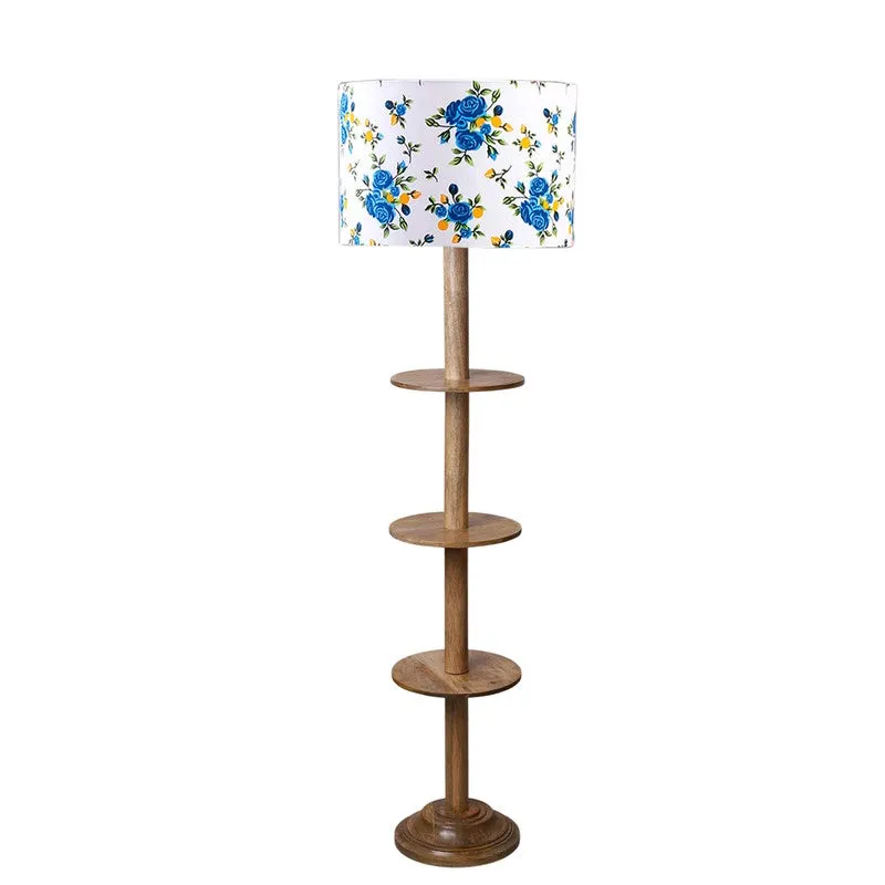 LumiCrate Tower Wooden Floor Lamp - White & Blue media 5
