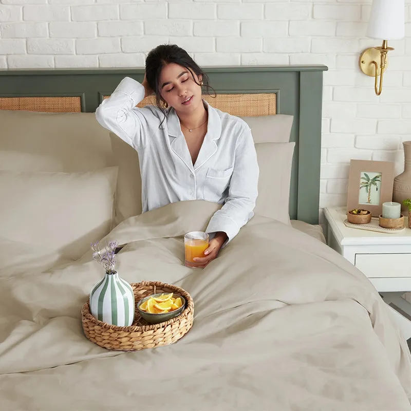 Maison Solid Cotton Bedsheet (Beige) - 700 TC media 6