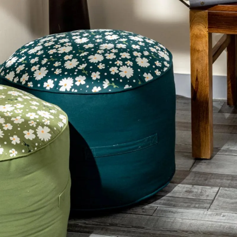 Fiona Floral Plush Pouffe - Green media 4