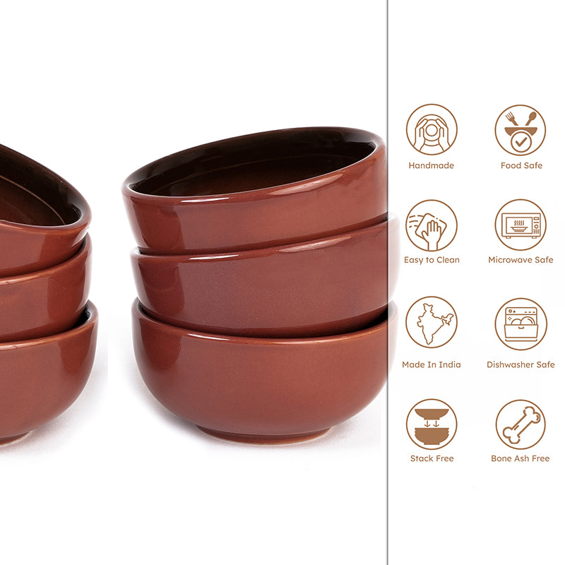 Caspian Porcelain Dip Bowl (Brown/160 mL) - Set Of Six media 6