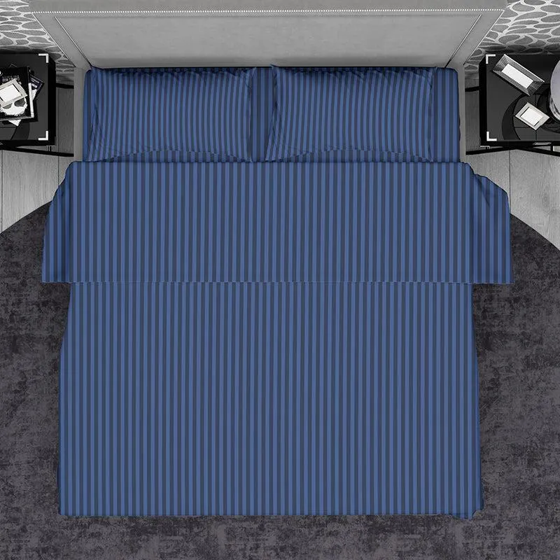 Chic Lines Geometric Cotton Bedsheet (Blue) - 210 TC media 4