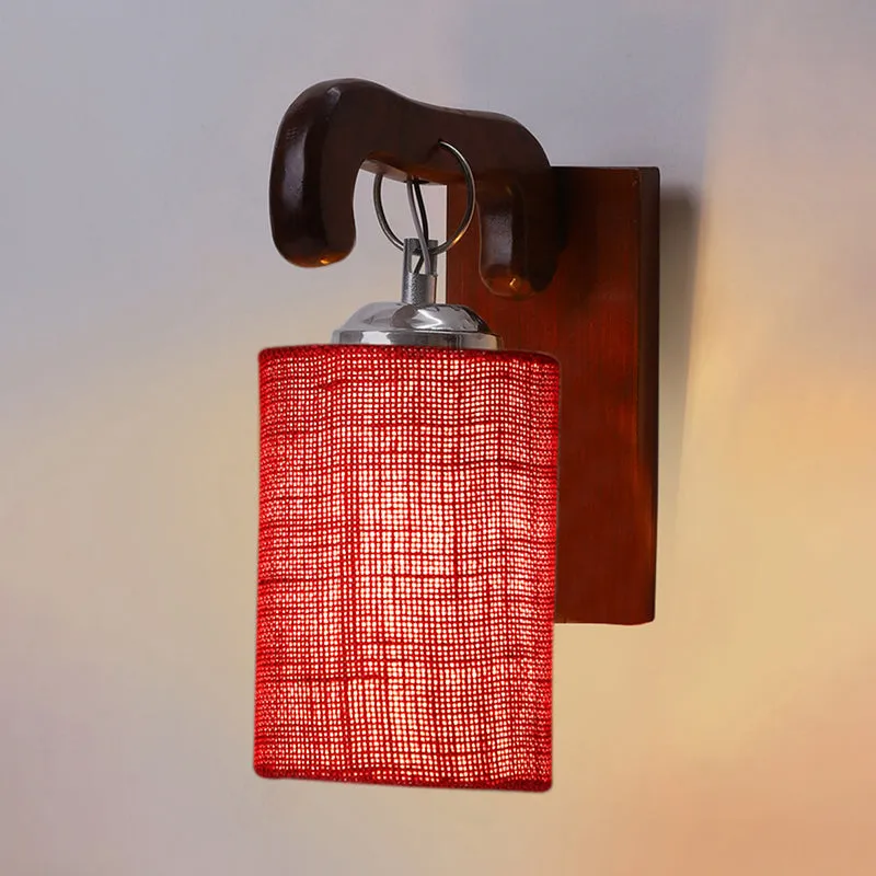 Klarion Jute & Wooden Wall Lamp - Maroon media 4