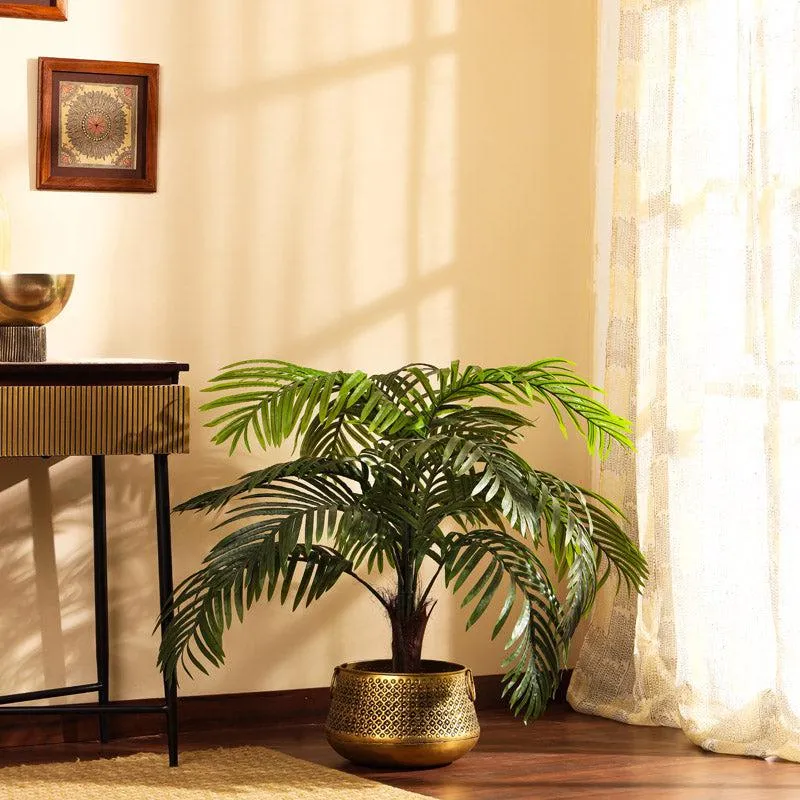 Artificial Areca Palm Plant With Black Plastic Pot - 3 Feet media 1