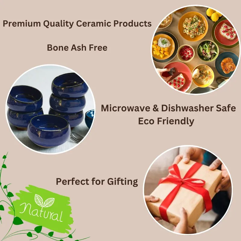 Nocturne Handcrafted Ceramic Dip Bowls (Blue,150 mL) - Set Of Six media 6