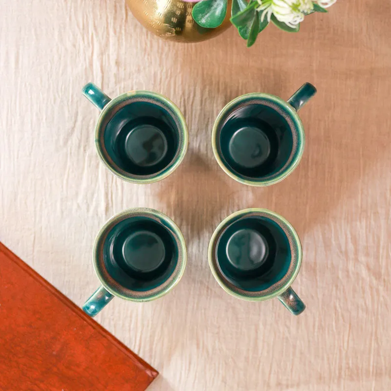 Ceramuse Ceramic Coffee Mug (300 mL Each/Teal Green) - Set of Four media 4