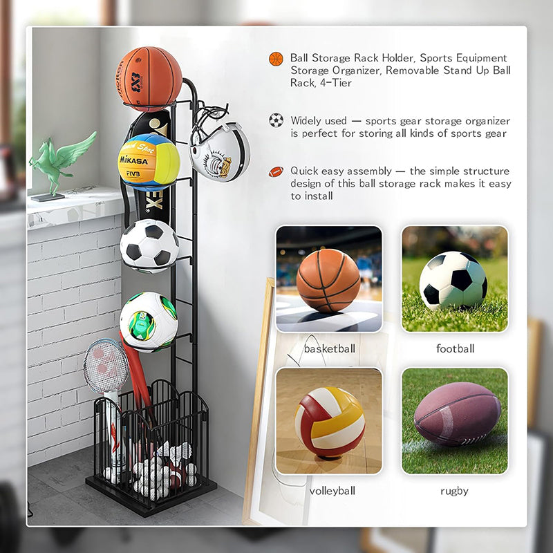 All-in-One Sports Ball and Equipment Storage Rack media 7
