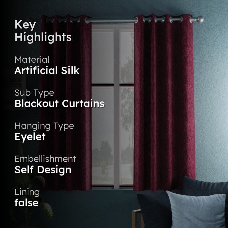 Fasho Blackout Curtain (Maroon) - Set Of Two media 2