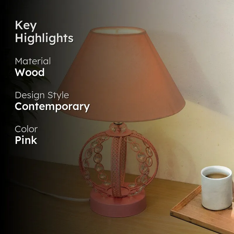 ArtGlow Decorative Wooden Table Lamp - Pink media 2