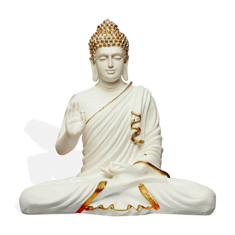 Buddha Charitha Showpiece - White & Gold media 4