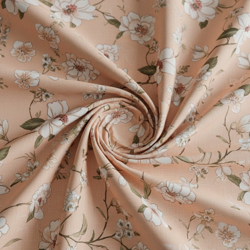 Advina Floral Bedhseet - Beige Cotton Bedsheet - 180 TC media 5