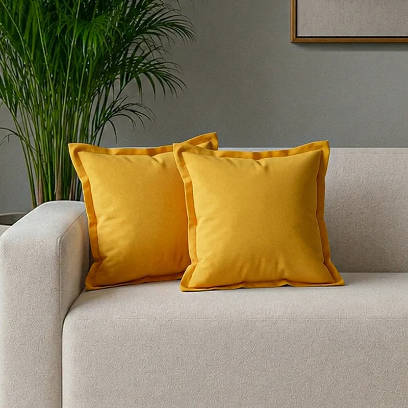 Swayam Tona Printed Cushion Cover (Yellow) - Set of Two media 1