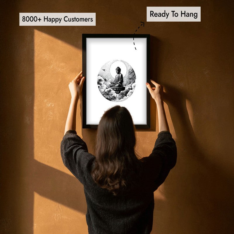 Eternal Peace Buddha Wall Painting With Black Frame media 7