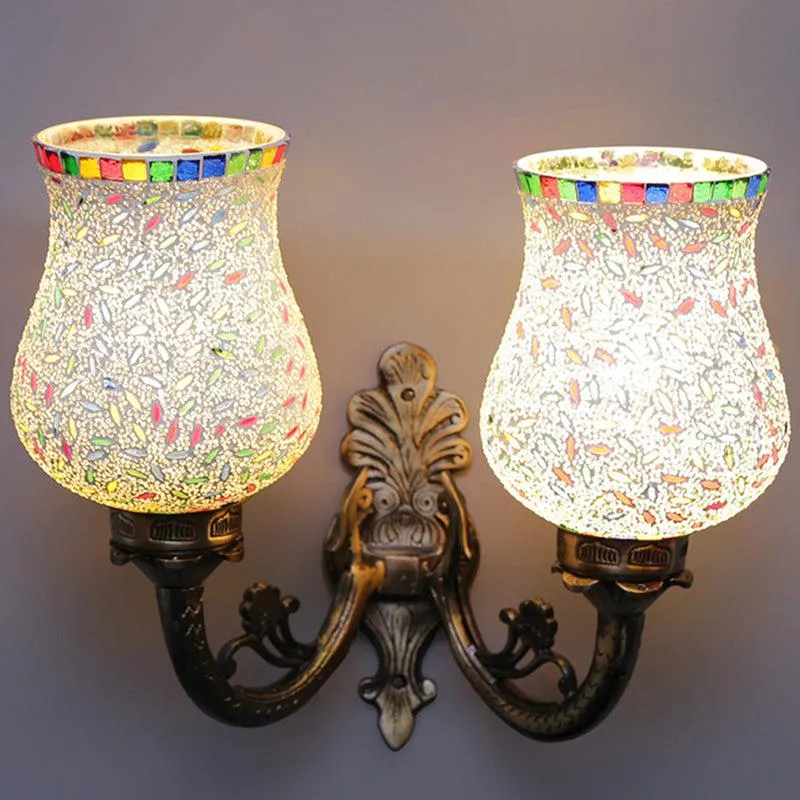 Nira Twinner Mosaic Glass & Metal Wall Lamp media 1