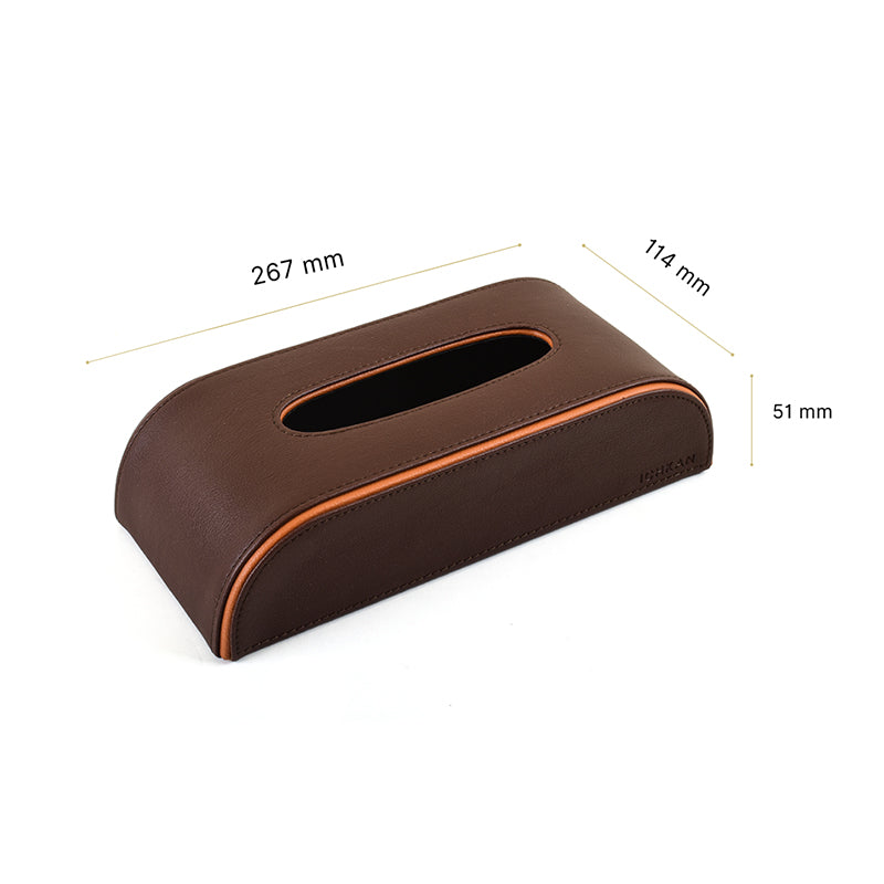 Tisca Curve Faux Leather Tissue Box - Brown media 9