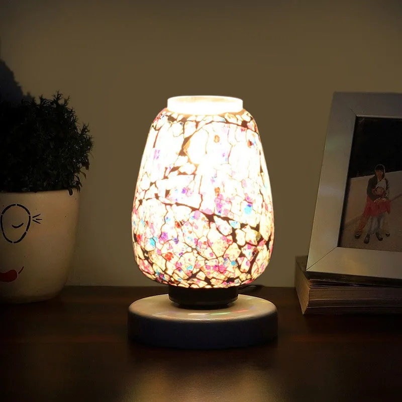 Crystalora Glass Table Lamp With Wooden Base - Multicolor media 1