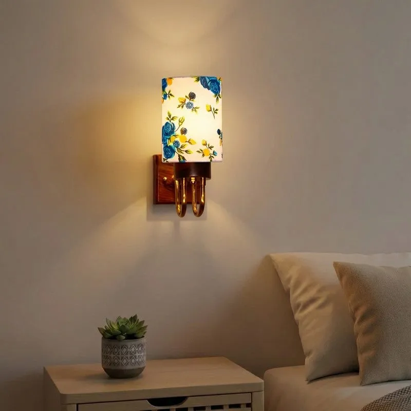 Gilded Arch Cotton Wall Lamp - White,Blue media 1