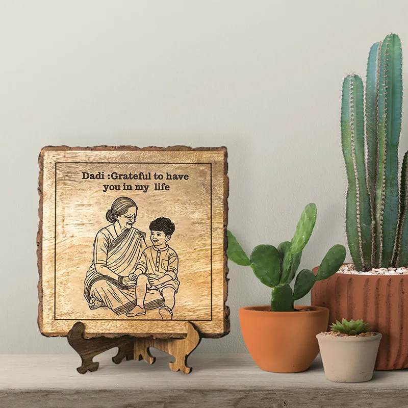 Grateful To Dadi Wood Showpiece - Square media 1