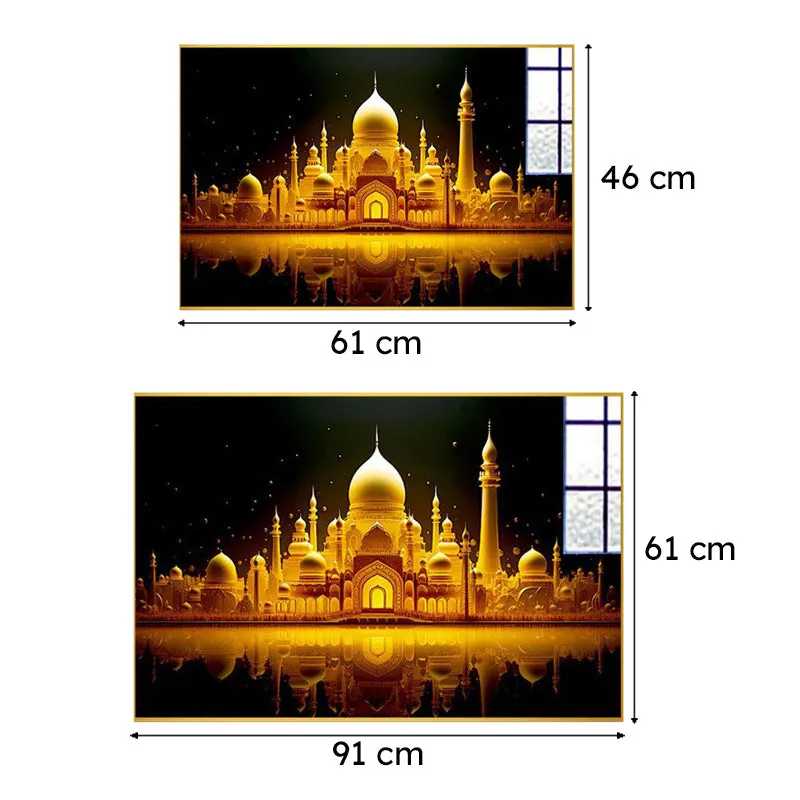 Mughal Palatial Glow Modern Canvas Wall Art With Frame - Gold media 6