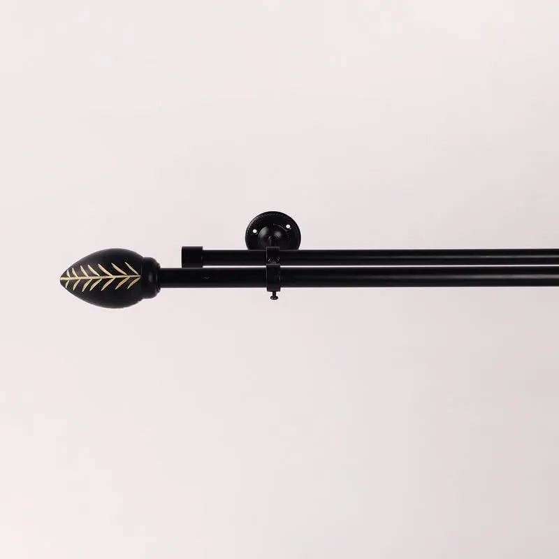 Foliara Duo Extendable 1" Double Curtain Rods With Oval Finial & Brackets media 3