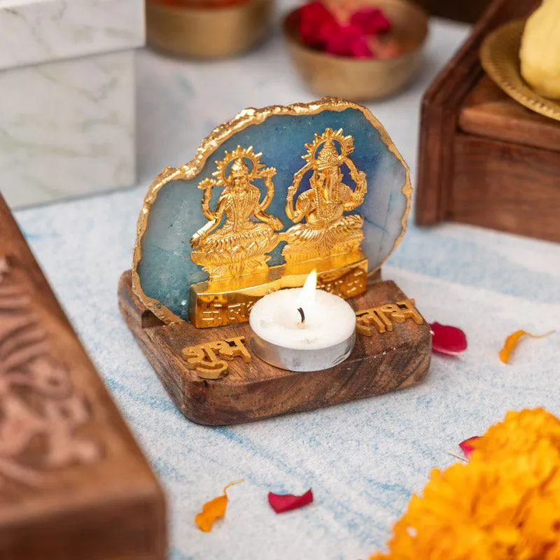 Divine Laxmi Ganesha Agate Festive Gift Box - Turquoise media 4