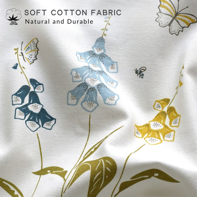 Tranquebar Home Petal Whisper Cotton Curtains(Blue) - Set Of Two media 5