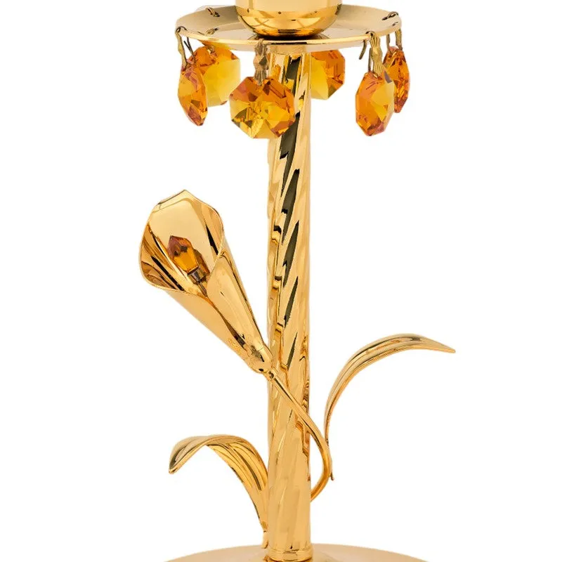 Floral Tower 24K Gold Plated Mild Steel Candle Holder media 6