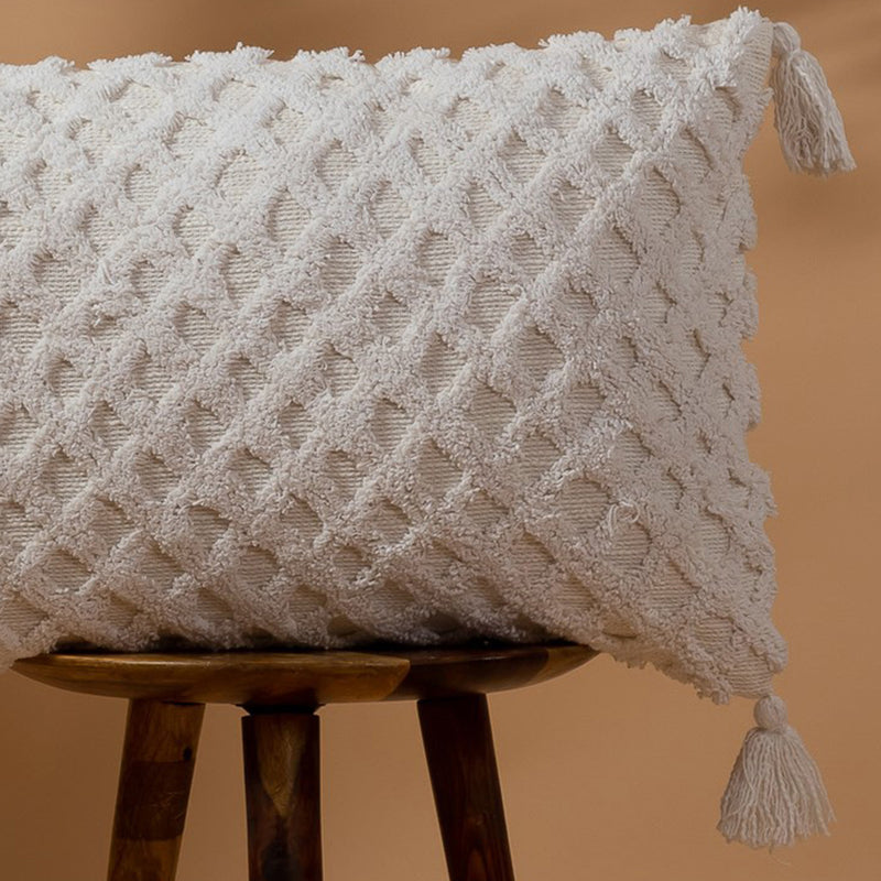 Nomad Notch Tufted Cushion Cover - White media 4
