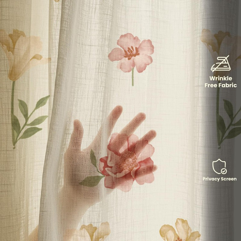 Urban Space Pastel Floral Multicolor Polyester Curtains - Set Of Two media 6
