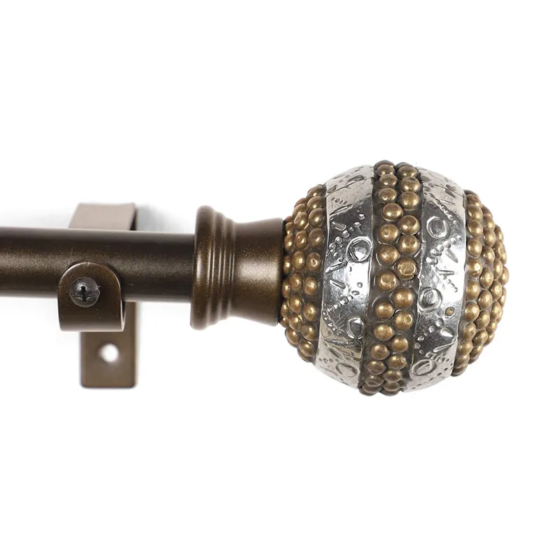 Celestia Extendable 1" Single Curtain Rods With Round Finial & Brackets media 3