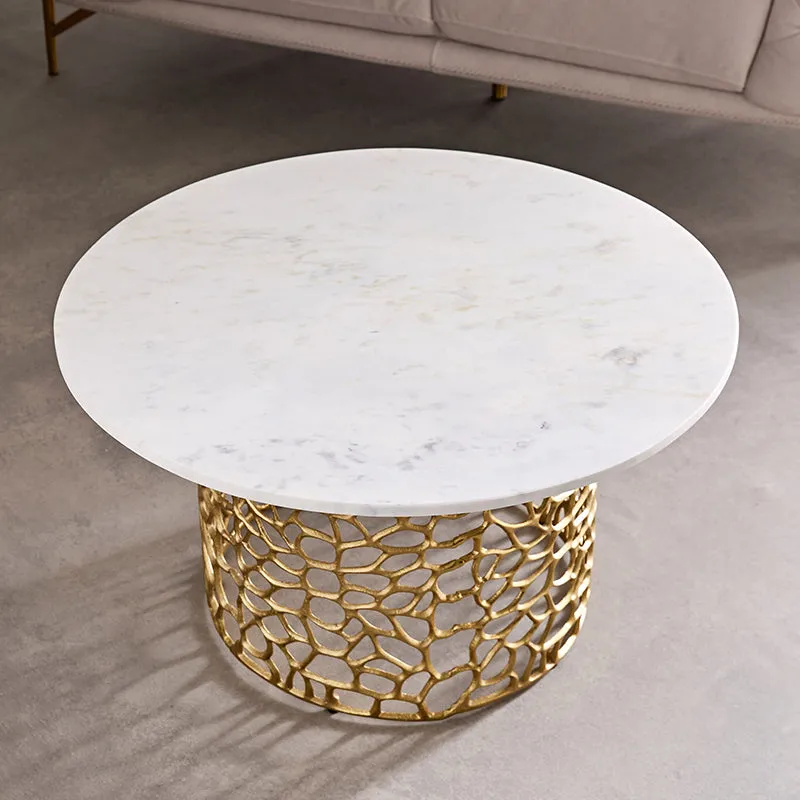 Intrica Fat Aluminum Center Table - Gold media 3