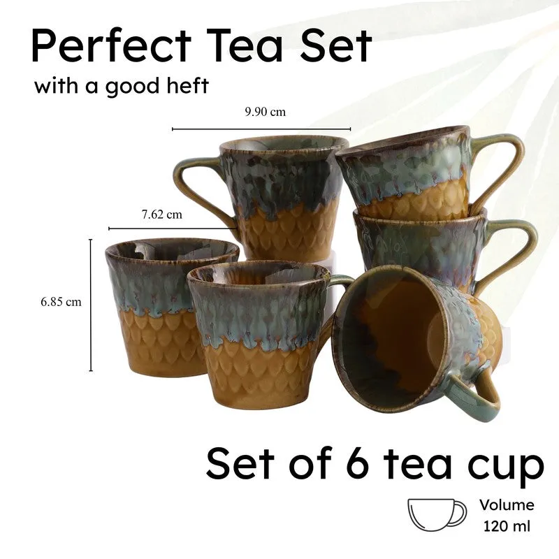 Rustic Stoneware Tea Cup (120 mL Each) - Set Of Six media 10