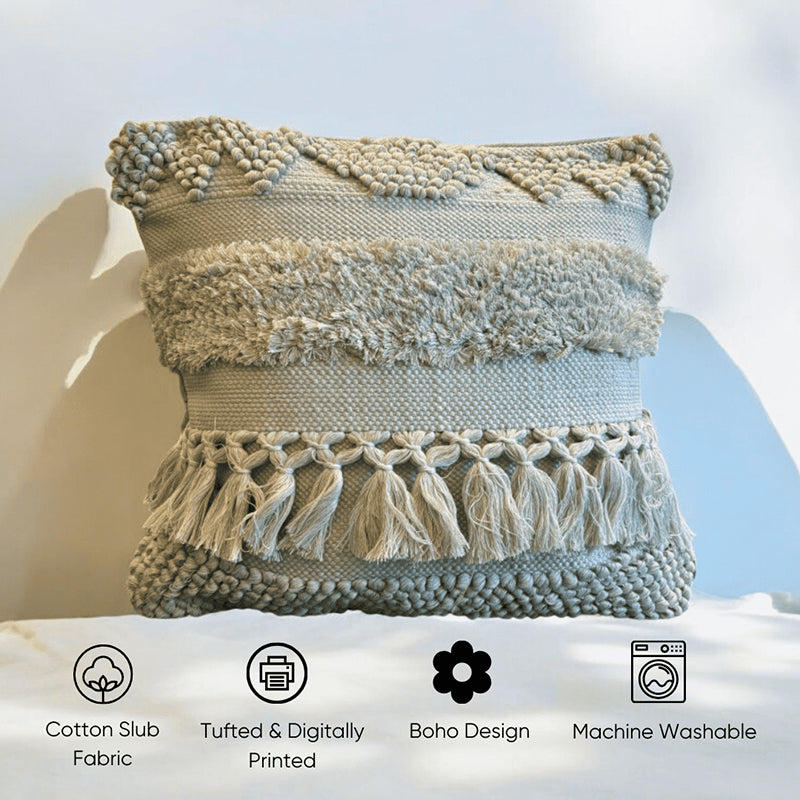 Squish-A-Lot Tufted Cushion Cover (Grey) - Set Of Two media 4