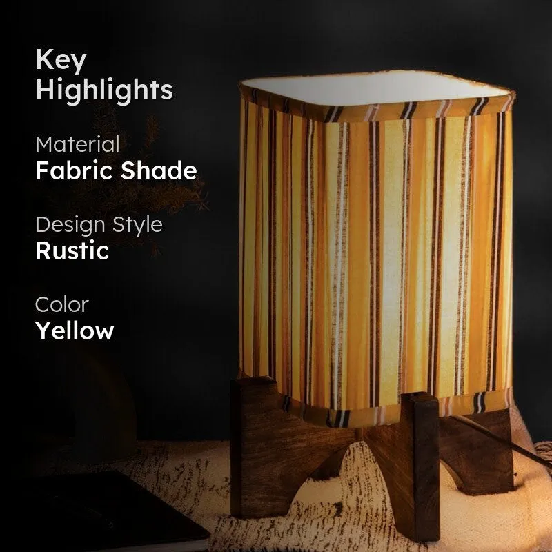 Candy Stripe Pleated Fabric Table Lamp - Yellow media 2